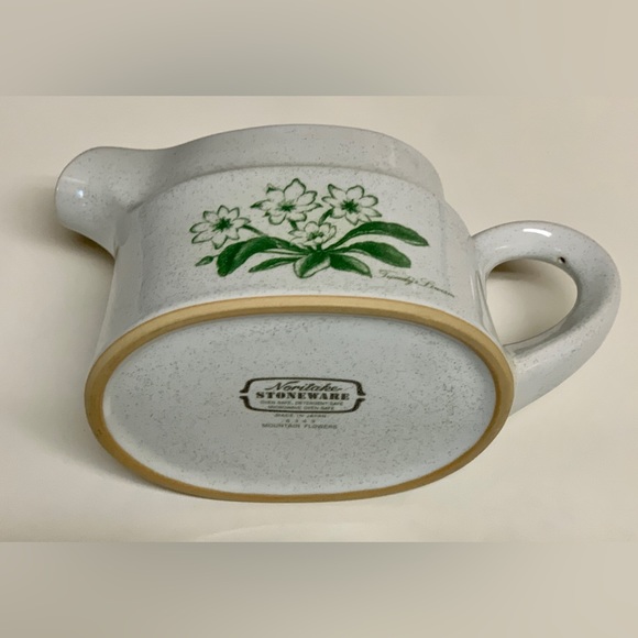 Vintage Discontinued NORITAKE Japan Stoneware Mountain Flowers Green Gravy Boat - Picture 16 of 16